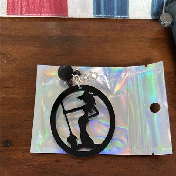 Two Weeks On Mars Black Witch Silhouette Keychain acrylic NEW - Picture 1 of 4